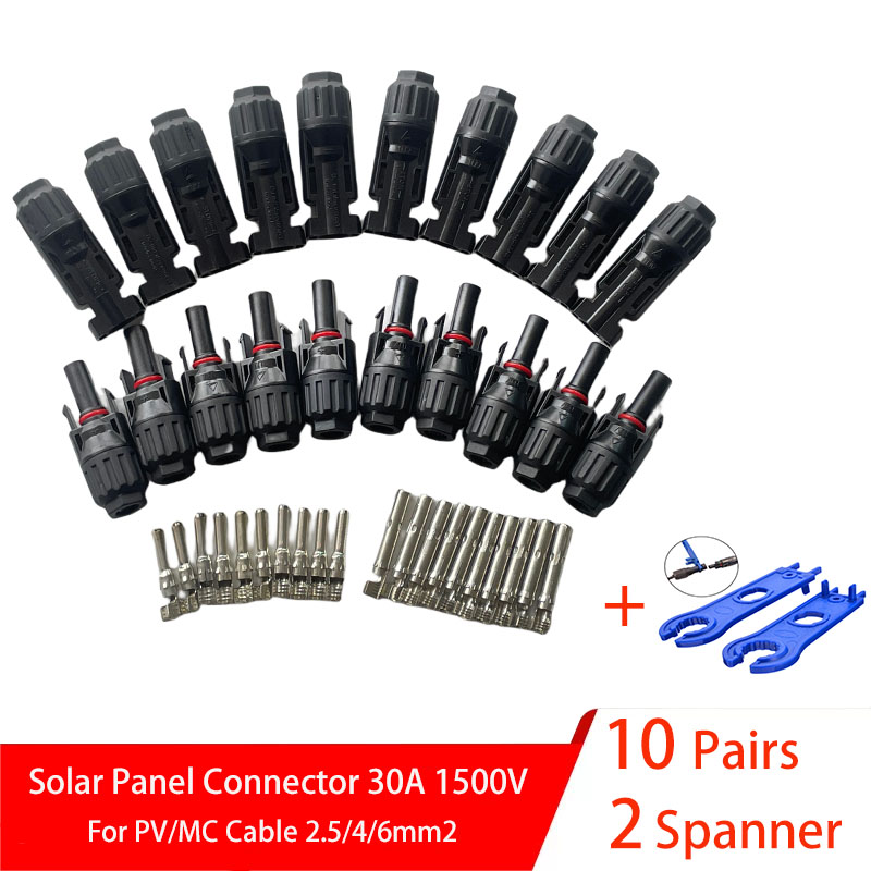 Solar Cable Mc4 Connector - 5/10 คู่ตัวเชื่อมต่อพลังงานแสงอาทิตย์ PV ปลั๊ก 1000V 30A
