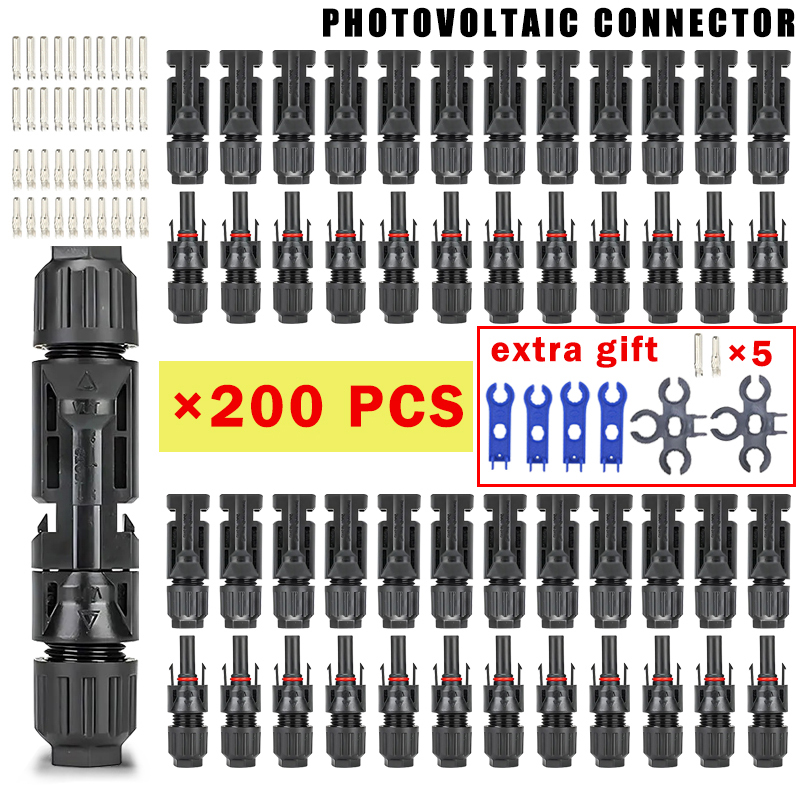 Solar Cable Mc4 Connector - 400/200/100/20 Pcs พลังงานแสงอาทิตย์ Solar Connector ปลั๊ก