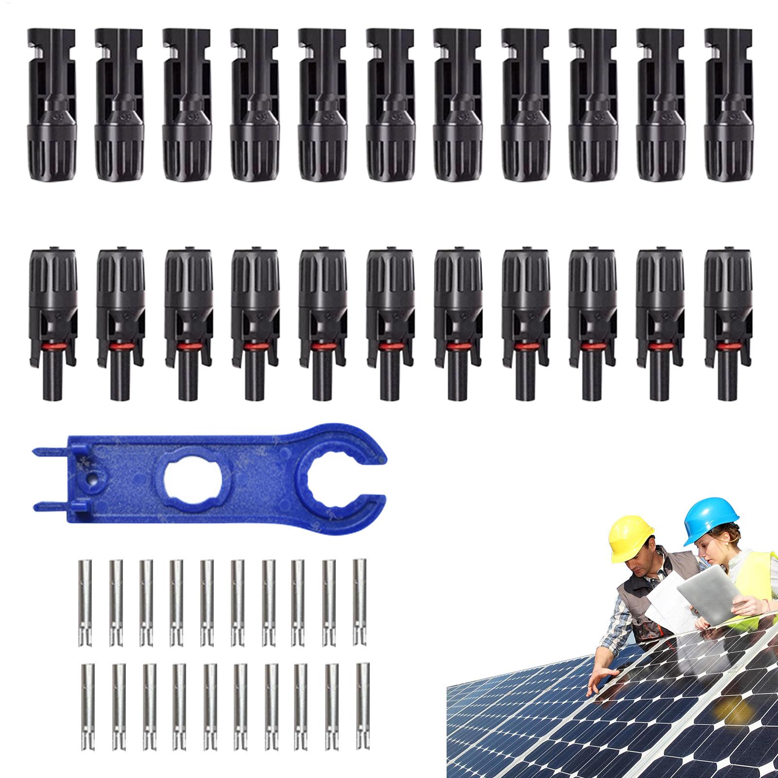 Solar Cable Mc4 Connector - 10 คู่ MC4 ขั้วต่อพลังงานแสงอาทิตย์เซลล์แสงอาทิตย์ประสิทธิภาพกันน้ำชายและหญิงสายเชื่อมต่อสำหรับสายเคเบิลพลังงานแสงอาทิตย์บ้านกลางแจ้ง