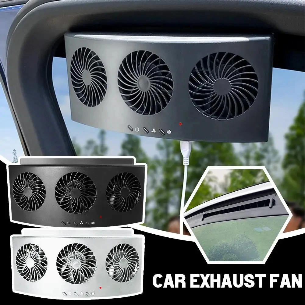 Renewable Energy Fan - พัดลมท่อไอเสียรถยนต์ยูเอสบีแบบชาร์จไฟได้/พัดลมระบายความร้อนหมุนเวียนอากาศพลังงานแสงอาทิตย์และการกระจายความร้อนพลังงานลมสูงพัดลมระบายอากาศแบบ2/3หัว